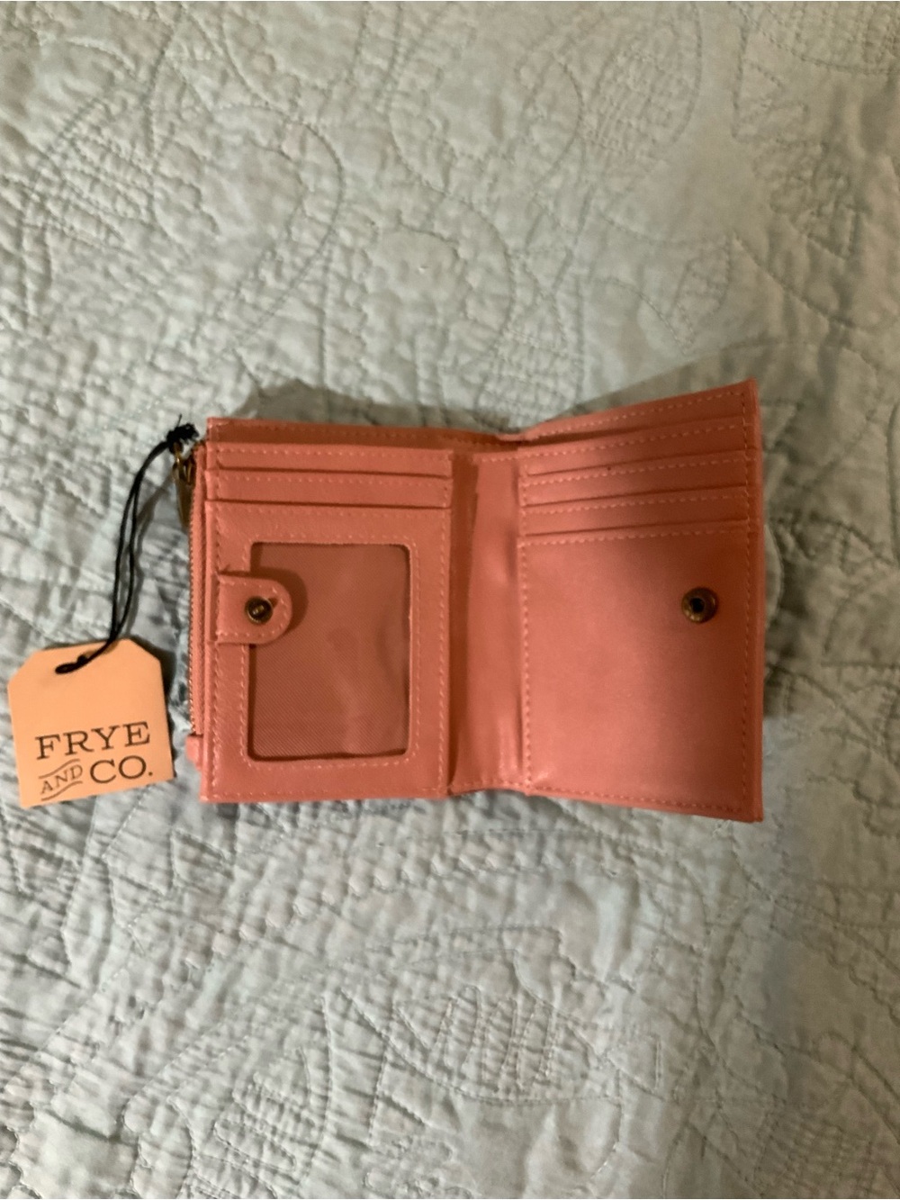 FRYE AND CO. Blush Pink Leather Card Wallet with Brass Studs - Picture 3 of 4